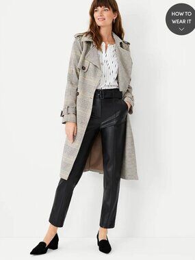 Ann Taylor Petite Belted Taper Pant in Faux Leather